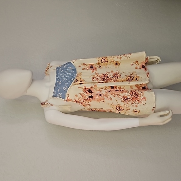 BLUE RAIN Floral Lace Tie Spaghetti Tassel Strap Fairycore Festival Slip Top - Picture 2 of 10